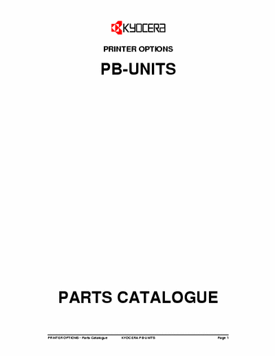 Kyocera PB Units Kyocera Paper Feeder PB Units Parts Manual